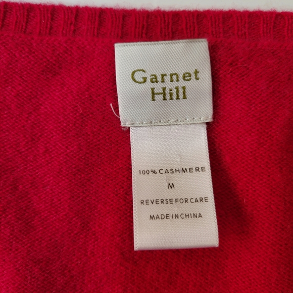 Garnet Hill Cashmere Red V-Neck Sweater - Picture 10 of 12